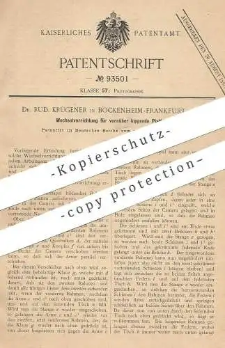 original Patent - Dr. Rud. Krügener , Frankfurt / Main / Bockenheim , 1896 , Wechsel für Kamera - Platten | Photography