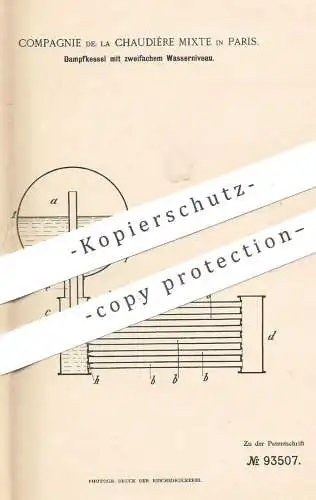 original Patent - Compagnie de la Chaudière Mixte , Paris , Frankreich , 1896 , Dampfkessel | Kessel , Dampfmaschine !!