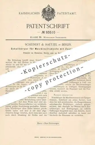 original Patent - Scheinert & Haetzel , Berlin , 1896 , Schallkörper für Musikinstrument | Schall , Musik , Musiker !!