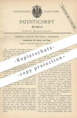 original Patent - Ernesto Victor Wagner , Lissabon , 1886 , Schallplatten für Piano , Flügel , Klavier !!!