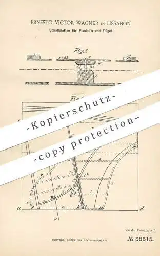 original Patent - Ernesto Victor Wagner , Lissabon , 1886 , Schallplatten für Piano , Flügel , Klavier !!!