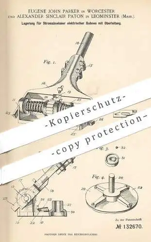 original Patent - Eugene John Parker , Worcester | Alexander Sinclair Paton , Leominster | Stromabnehmer an elektr. Bahn