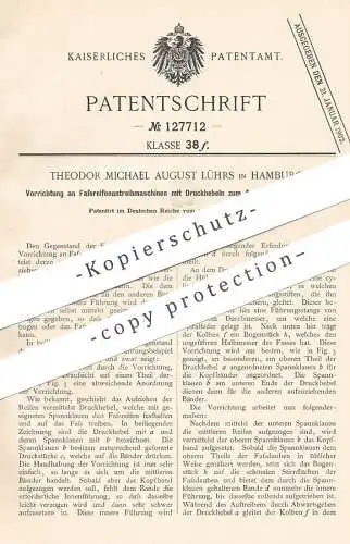 original Patent - Theodor Michael August Lührs , Hamburg , 1900 , Fassreifenantreibmaschine | Fass , Fässer , Bierfass