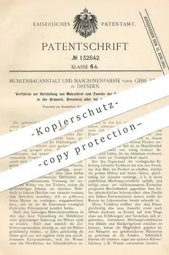 original Patent - Mühlenbauanstalt & Maschinenfabrik vorm. Gebr. Seck Dresden  1900 | Malzschrot f. Brauerei , Brennerei