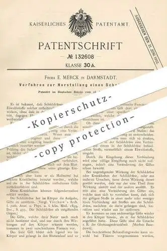 original Patent - E. Merck , Darmstadt , 1900 , Herstellung von Schutzserum | Serum | Schilddrüse , Medizin , Medikament