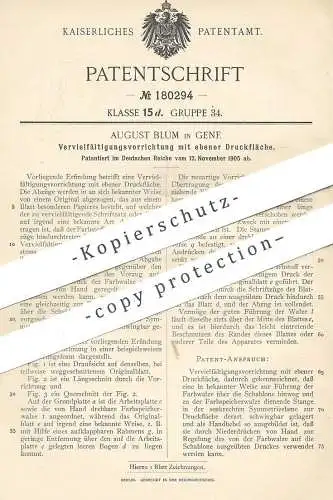 original Patent - August Blum , Genf , 1905 , Vervielfältigung durch ebene Druckfläche | Druck , Kopie , Druckerei !!!