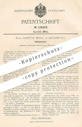 original Patent - Lisette Moll , Augsburg , 1900 , Sitzbadewanne | Badewanne , Dusche , Wanne , Bad , Bäder !!