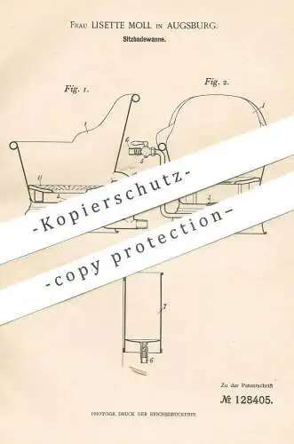 original Patent - Lisette Moll , Augsburg , 1900 , Sitzbadewanne | Badewanne , Dusche , Wanne , Bad , Bäder !!