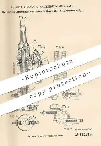 original Patent - August Klaass , Magdeburg / Buckau , 1901 , Bohrkopf | Bohrmaschine , Bohrer , Bohren !!!