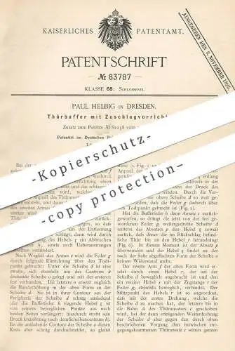 original Patent - Paul Helbig , Dresden , 1895 , Türbuffer mit Zuschlagvorrichtung | Tür , Buffer | Schlosser , Schloss