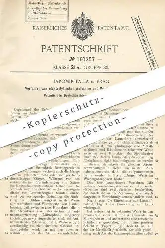 original Patent - Jaromir Palla , Prag , 1905 , elektrolytische Aufnahme u. Wiedergabe von Lauten | Ton , Töne , Telefon