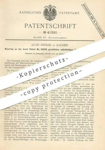 original Patent - Alois Riedler , Aachen , 1886 , geschütztes Ventil für Pumpen | Pumpe , Ventile !!