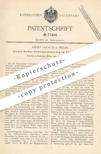 original Patent - Adolf Lavaud , Berlin , 1893 , Kolben - Schiebersteuerung im Zylinderdeckel | Dampfmaschine !!