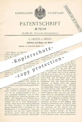 original Patent - C. Oesten , Berlin , 1892 , Biegen von Röhren | Rohr , Rohre , Röhre | Metall , Eisen | Klempner !!