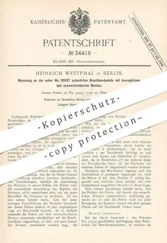 original Patent - Heinrich Westphal , Berlin , 1885 , Bruchbandpelote | Bruchband - Pelote | Gesundheit , Medizin !!