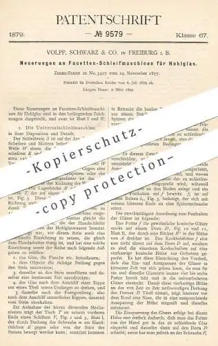 original Patent - Volpp , Schwarz & Co. , Freiburg / Bayern | Facetten - Schleifmaschine für Hohlglas | Glas schleifen