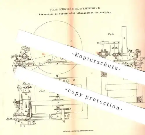 original Patent - Volpp , Schwarz & Co. , Freiburg / Bayern | Facetten - Schleifmaschine für Hohlglas | Glas schleifen