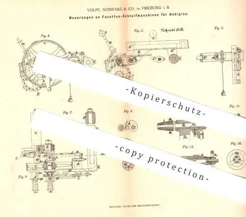 original Patent - Volpp , Schwarz & Co. , Freiburg / Bayern | Facetten - Schleifmaschine für Hohlglas | Glas schleifen