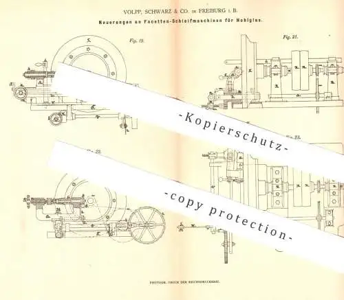 original Patent - Volpp , Schwarz & Co. , Freiburg / Bayern | Facetten - Schleifmaschine für Hohlglas | Glas schleifen