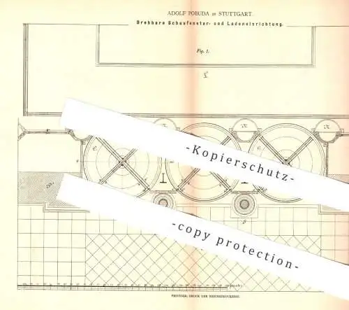 original Patent - Adolf Pobuda , Stuttgart , 1880 , drehbare Einrichtung für Schaufenster , Laden , Geschäft | Reklame