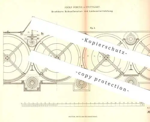 original Patent - Adolf Pobuda , Stuttgart , 1880 , drehbare Einrichtung für Schaufenster , Laden , Geschäft | Reklame