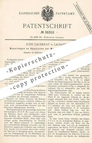 original Patent - Jules Cauderay , Lausanne , Schweiz , 1886 , Messung von Elektrizität | Strom , Elektrik , Elektriker