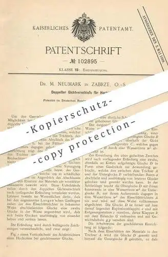 original Patent - Dr. M. Neumark , Zabrze , 1898 , Gichtverschluss für Hochofen | Eisen , Gas , Ofen