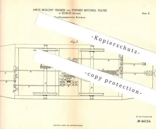 original Patent - Amos Morony Vereker , Stephen Mitchell Yeates , Dublin , Irland | Kraftsammelnde Bremse | Eisenbahn