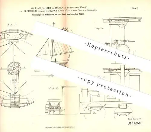 original Patent - William Sanger , Margate , Kent | Frederick Savage , Kings Lynn , Norfolk , England , 1880 | Karussell