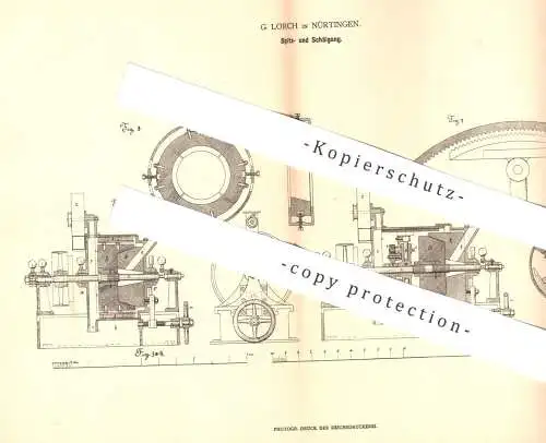 original Patent - G. Lorch , Nürtingen , 1879 , Spitzgang , Schälgang | Getreide , Mehl | Mühle , Mühlen