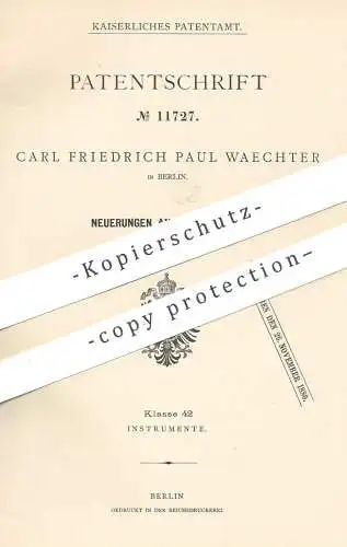 original Patent - Carl Friedrich Paul Waechter , Berlin , 1879 , Mikroskop | Mikroskope | Objektträger !!