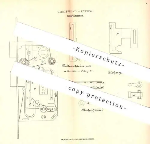 original Patent - Gebrüder Freund , Ratibor , 1880 , Sicherheitsschloss | Schloss , Türschloss | Schlosser , Schlosserei