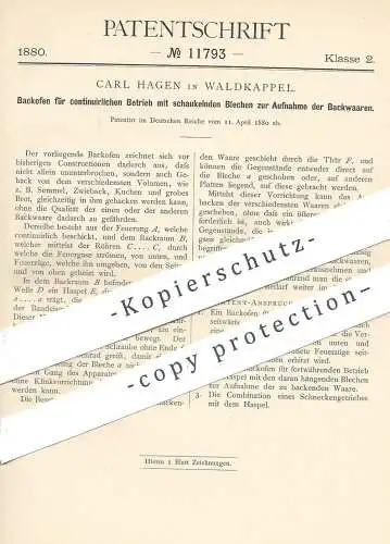 original Patent - Carl Hagen , Waldkappel , 1880 , Backofen für Backwaren | Bäcker , Bäckerei | Ofen , Herd !!