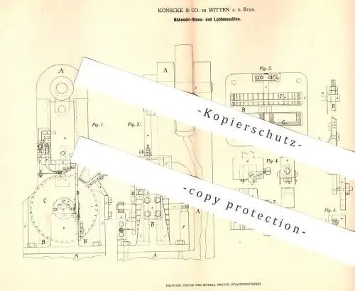 original Patent - Könecke & Co. , Witten / Ruhr , 1878 , Stanz- & Lochmaschine für Nähnadel | Nadel , Nadeln , Schneider