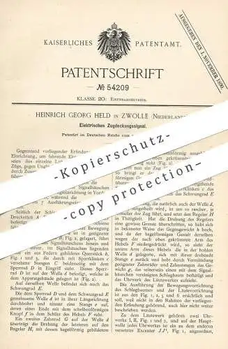 original Patent - Heinrich Georg Held , Zwolle , Niederlande , 1888 , Elektrisches Zugdeckungssignal | Eisenbahn  Signal