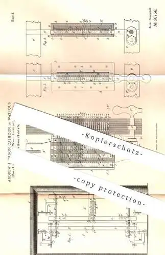 original Patent - Andrew Jackson Calhoun , Watrous , Mora County , New Mexico , USA | Schloss für Geldschrank , Tresor