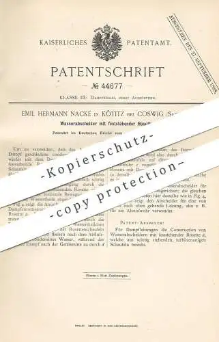 original Patent - Emil Hermann Nacke , Kötitz / Coswig , 1888 , Wassserabscheider | Dampfkessel | Wasserkessel | Kessel