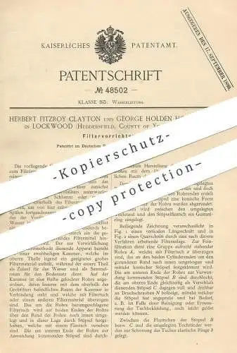 original Patent - Herbert Fitzroy Clayton , George Holden Holdroyd , Lockwood , Huddersfield , York , England | Filter