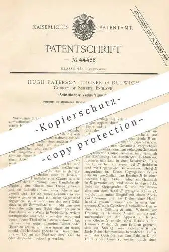 original Patent - Hugh Paterson Tucker , Dulwich , Surrey , England , 1887 , Verkaufsautomat mit Münzeinwurf | Automat !