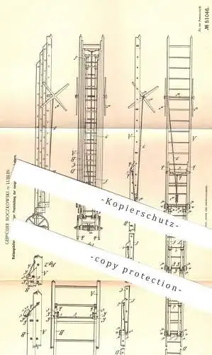 original Patent - Gebrüder Boczkowki , Lublin / Polen , 1889 , Rettungsleiter | Leiter , Feuerwehr , Sprossenleiter !!!