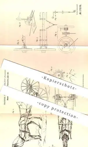 original Patent - Prosper Prat , Lanildut , Frankreich , 1881 , Hemmvorrichtung für Fuhrwerk | Kutsche , Wagen | Pferde