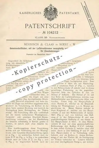 original Patent - Behnisch & Claas , Soest , Westfalen , 1898 , Türschließer für Eisenbahn mit Luftdruckbremse | Tür !!!