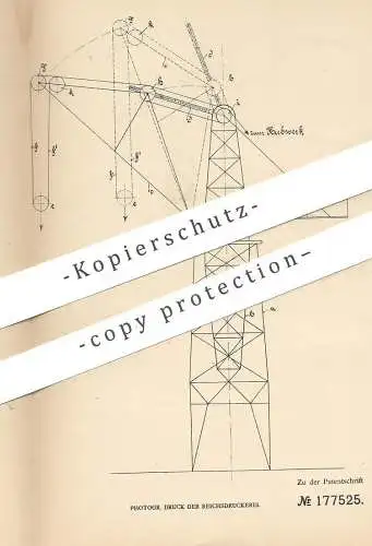 original Patent - Ludwig Stuckenholz , Wetter / Ruhr , 1905 , Kran mit aufrichtbarem Ausleger | Seilzug , Aufzug , Winde