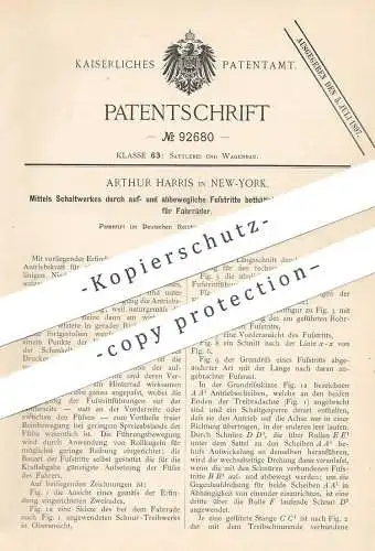 original Patent - Arthur Harris , New York , USA , Antrieb für Fahrräder | Fußpedale | Fahrrad - Schaltung | Schaltwerk