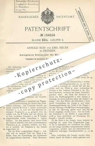 original Patent - Arnold Boie , Emil Heuer , Dresden , 1906 , Drehsessel f. Wagen , Kutsche , Oltimer | Sitz | Sessel !!