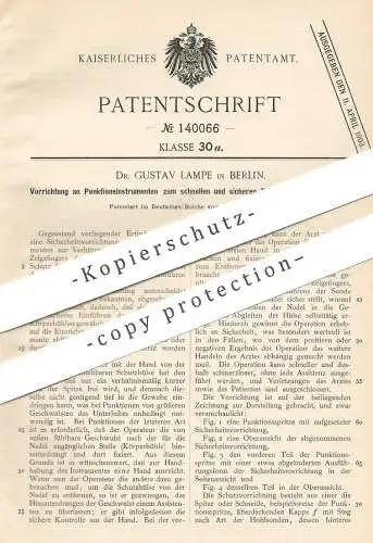 original Patent - Dr. Gustav Lampe , Berlin , 1902 , Instrument zur Punktion | Arzt , Medizin , Chirurg , Krankenhaus