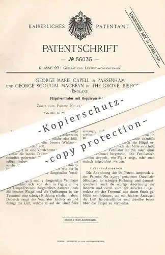 original Patent - George Marie Capell , Passenham | George Scougal Macbean , Grove , Bishopstoke , England | Ventilator