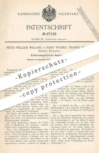 original Patent - Peter William Willians , Ferry Works , Thames Ditton , Surrey , England , 1891 , Elektromagn. Kupplung