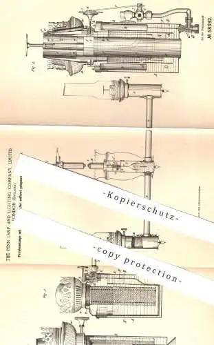 original Patent - The Penn Lamp and Lighting Comp. Ltd. London , England , 1890 , Petroleumlampe | Öl , Öllampe !!!