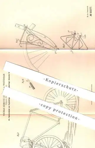 original Patent - Thomas Edmund Liddiard , Westerham , Kent , England , 1897 , Fahrradständer , Gepäckträger | Fahrrad